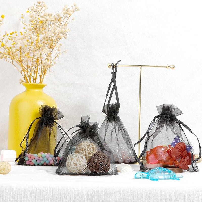 BOEIAC Organza Bags, Black Organza Bags, 50Pcs, Sheer Organza Bags 4 x 6 inch, Jewelry Gift Bags, Party Favor Bags with Drawstring, Mesh Gift Pouches Mini Candy Bags for Wedding Valentine's Day Party - Image 5